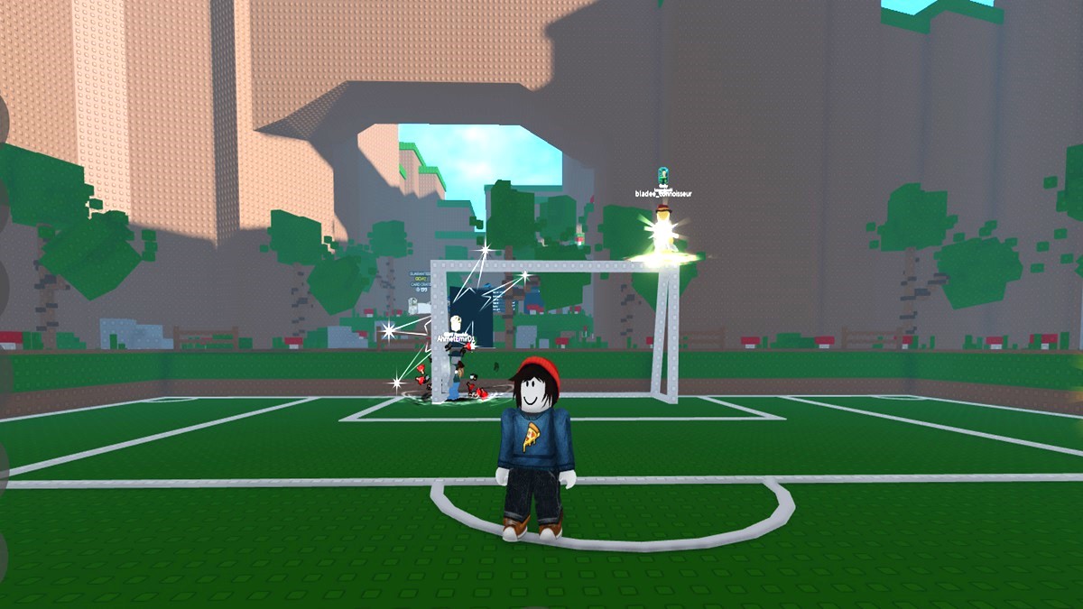 Football RNG codes - a Roblox character in a football field