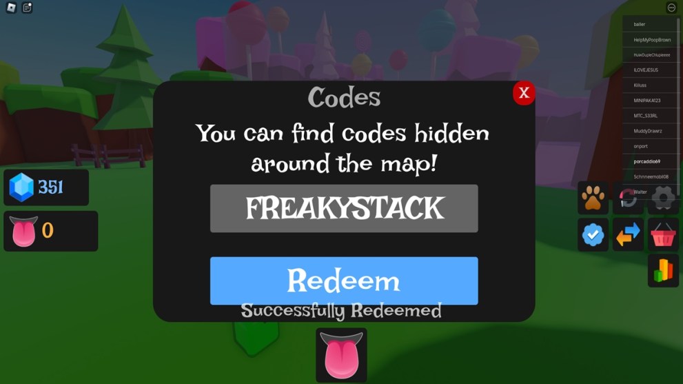 The code input box in Freaky Simulator