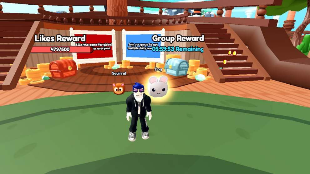 Rewards chests in Pet Split Simulator Robloe experience