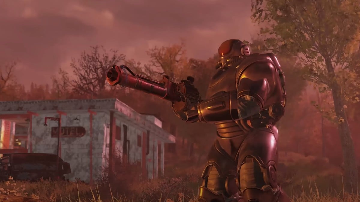 A power armor soldier in Fallout 76.
