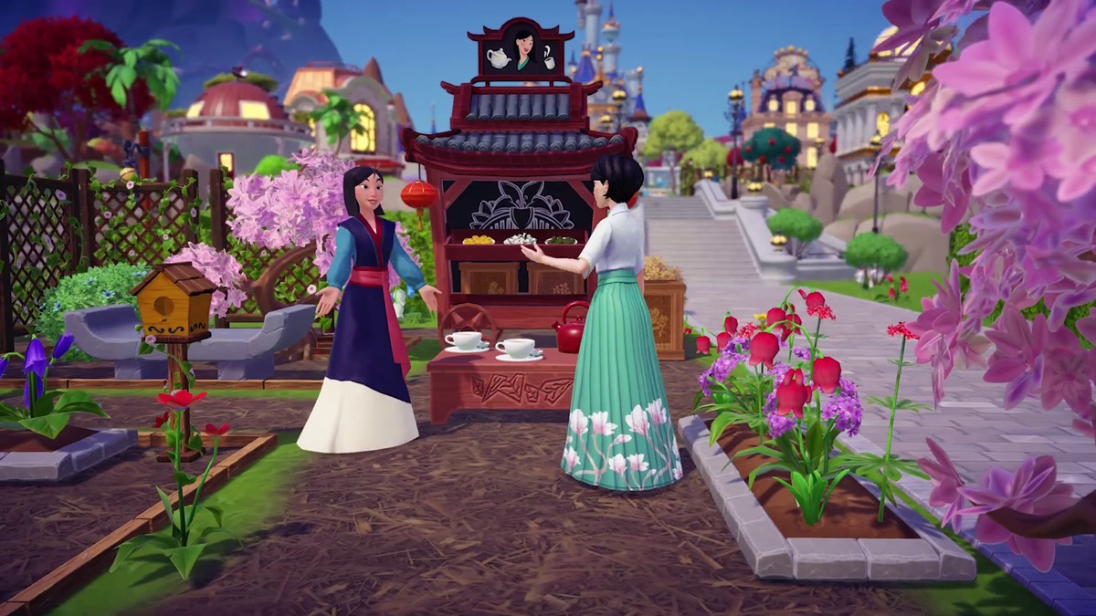 How to Get Wrought Iron in Disney Dreamlight Valley - Mulan in Disney Dreamlight Valley with trees around her