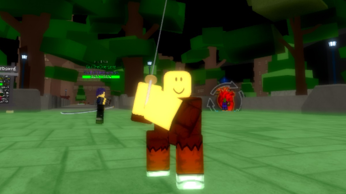 A Roblox character holding a sword in RE: XL.
