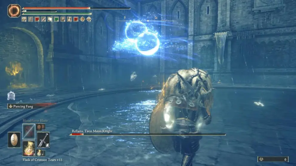 Elden Ring Shadow of the Erdtree Rellana Boss Fight using twin moon ability at low health