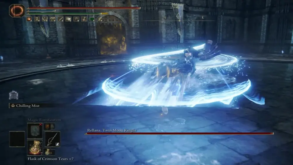 Elden Ring Shadow of the Erdtree Rellana Boss Fight magic slashing projectiles