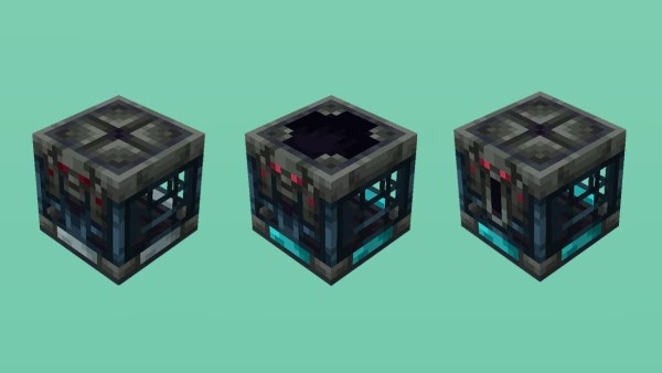 Minecraft three Ominous Vault block angles on turqoise background