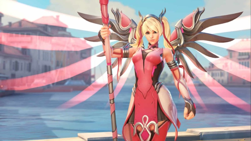 Overwatcg 2 pink mercy skin with staff and wings