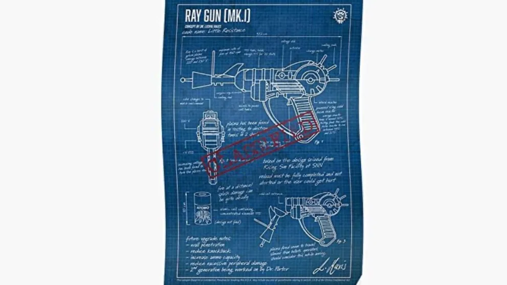ray gun blueprint poster