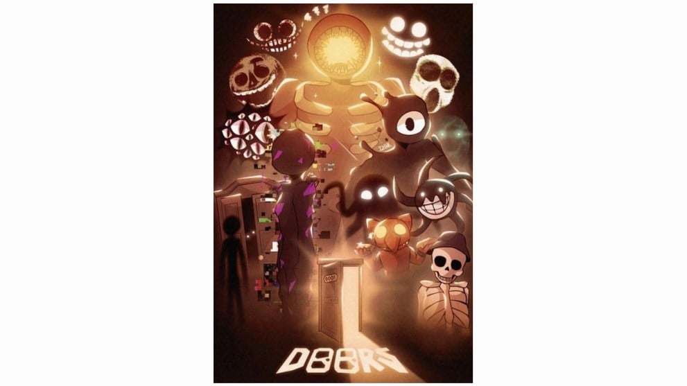 Roblox doors poster with characters from iconic doors game mode 