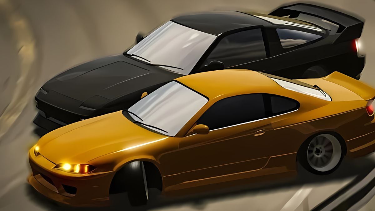 Two cars drifting side by side in the Prodigy Drift Roblox experience