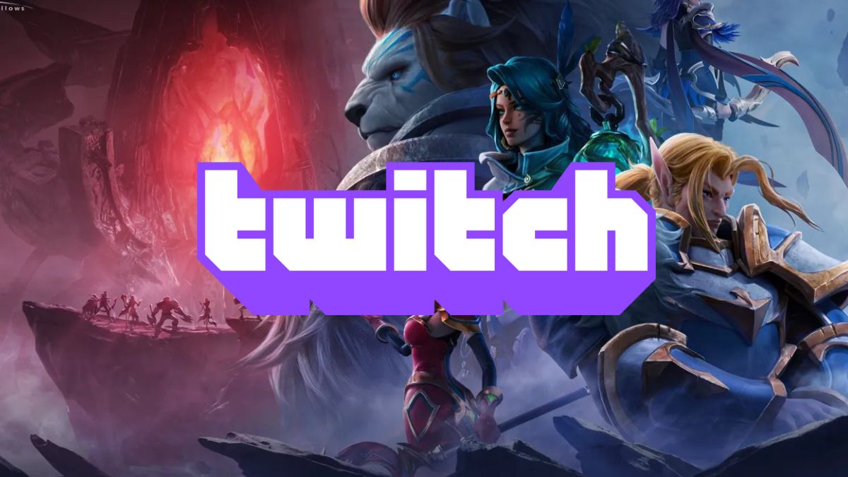 Twitch logo over tarisland characters