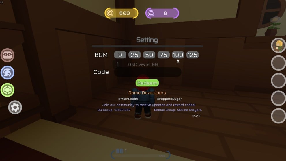 The code redemption screen in Tower Adventure.