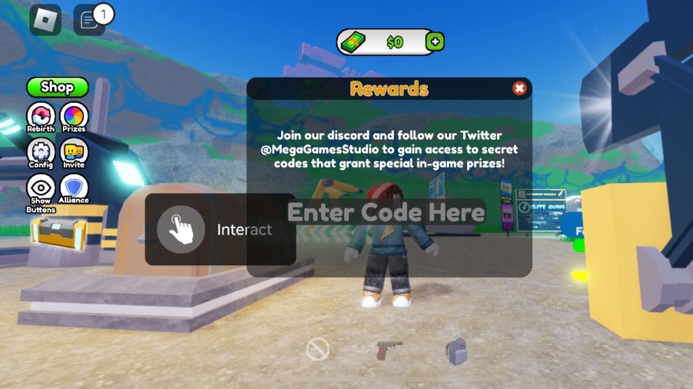 The code redemption page in Ultimate Factory Tycoon.