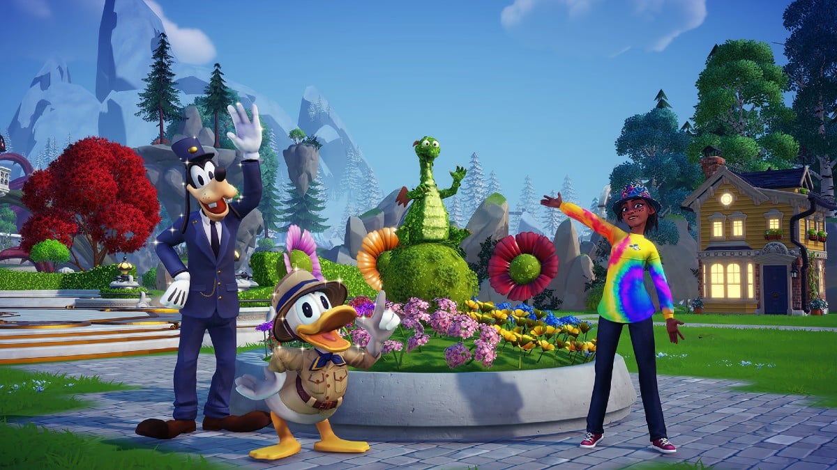 A villager with donald and Goofy.