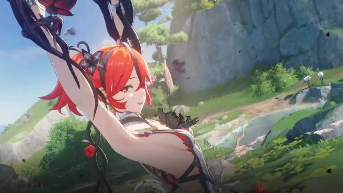 Wuthering Waves Camellya with red hair using plant abilities