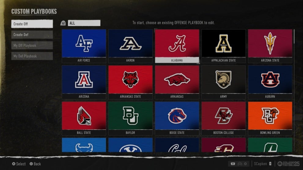 Alabama Offensive Playbook Logo in College Football 25