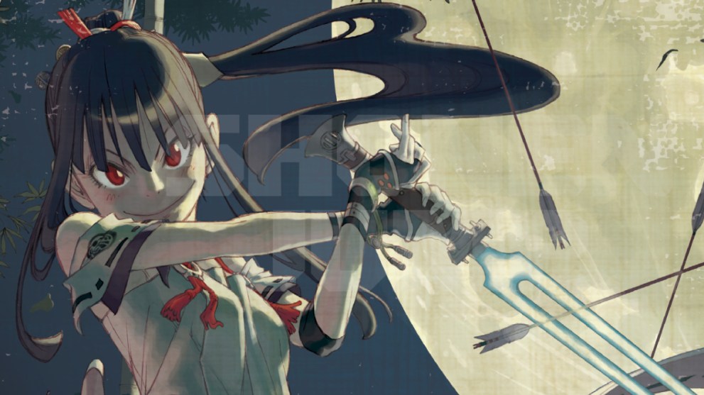 Kaguya Wielding Forked Sword in Blade of the Moon Princess Key Art