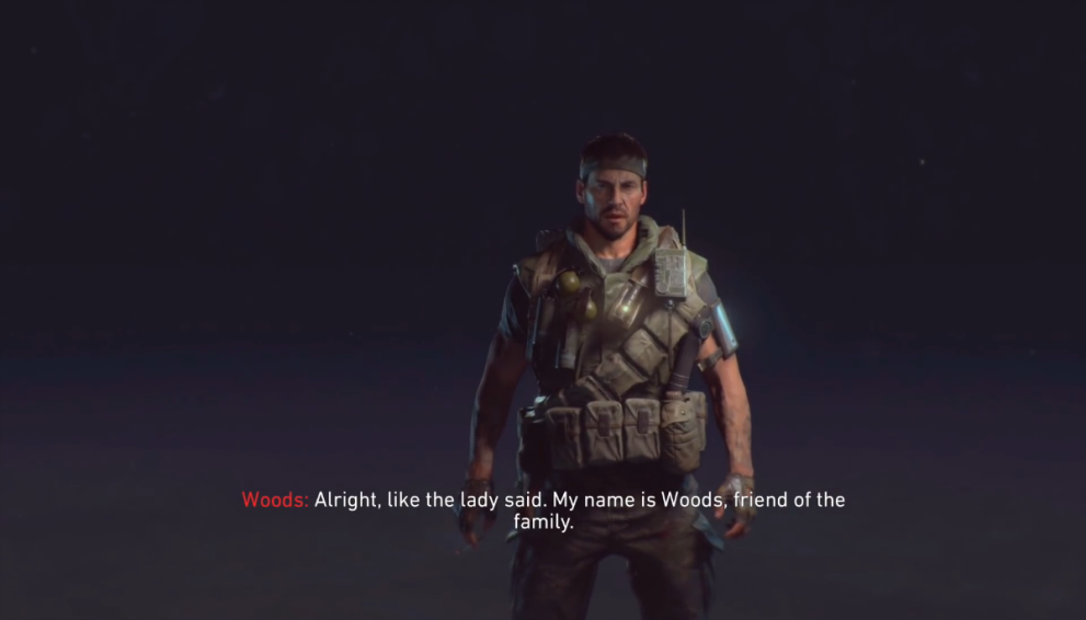Frank Woods, in a Vietnam US Military outfit, appearing in a black void.