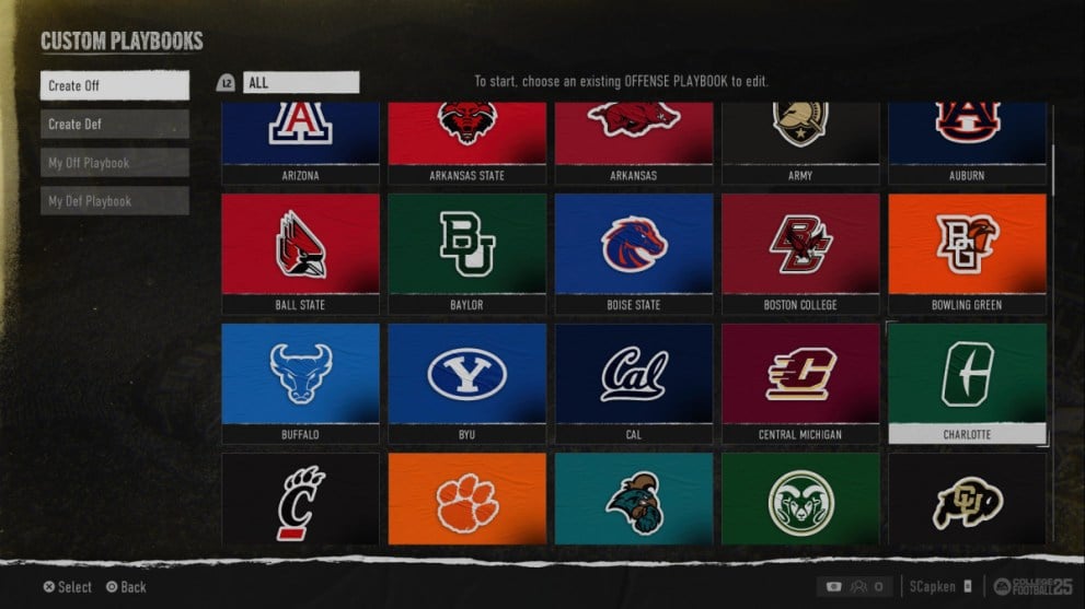 Charlotte Offensive Playbook Logo in College Football 25