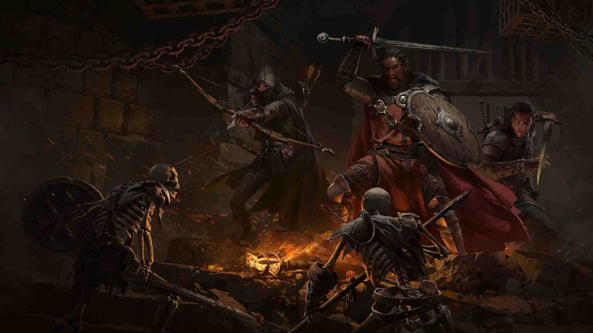 Dungeonborne classes fighting monsters splash art