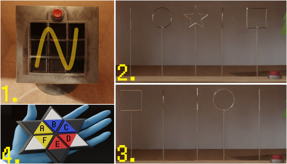 A selection of puzzle solutions from Escape From Castle Claymount - in a claymation style.