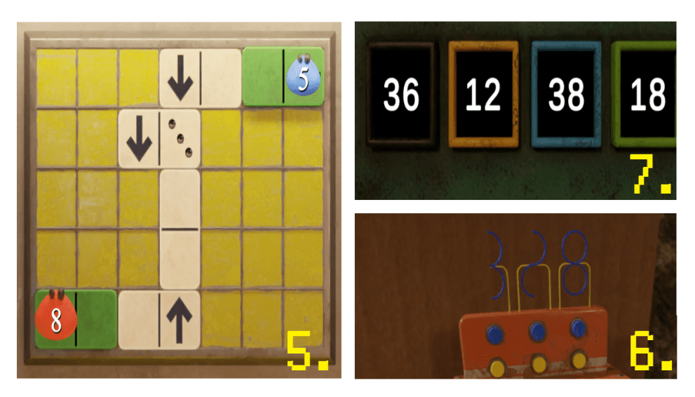 A selection of puzzle solutions from Escape From Castle Claymount - in a claymation style.