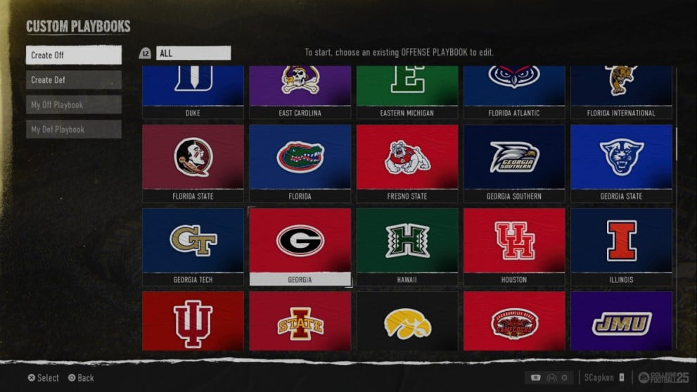 Georgia Army Offensive Playbook Logo in College Football 25