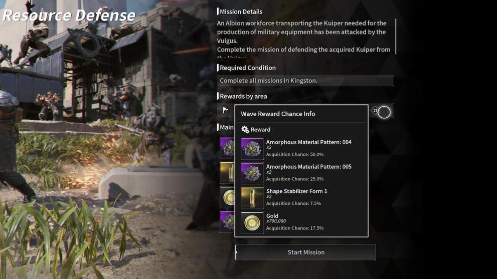 The special operation defense mission Gold rewards