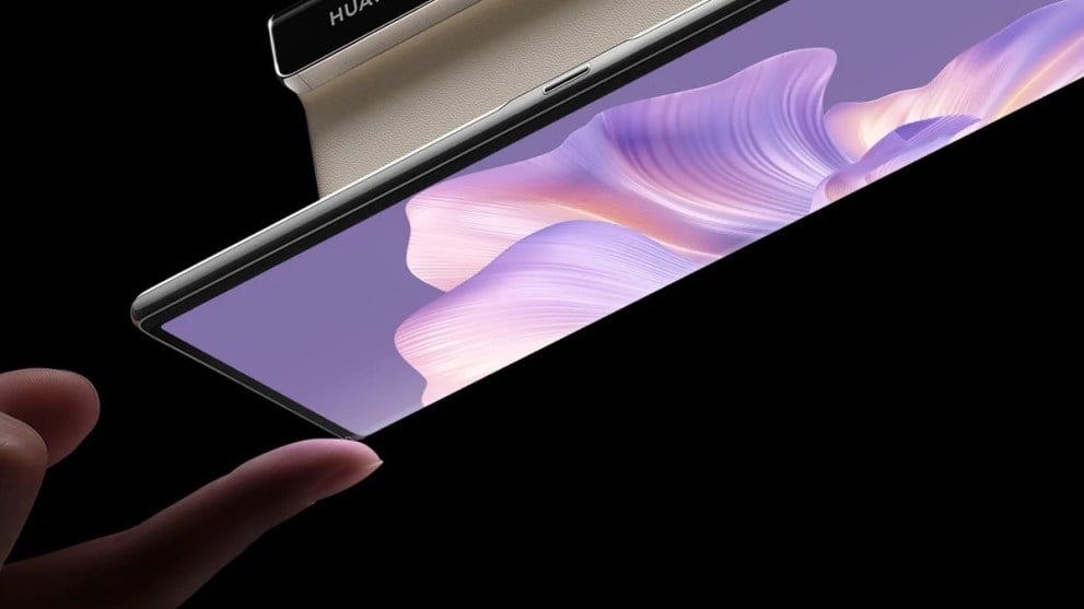 The Huawei Mate Xs 2 foldable screen phone on a black background.