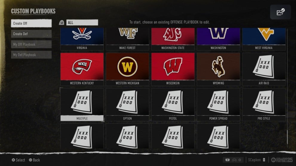 Multiple Offensive Playbook Logo in College Football 25