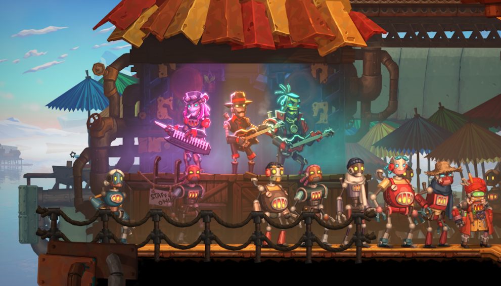 SteamWorld Heist II's virtual band 'Steam Powered Giraffe' perform in-game