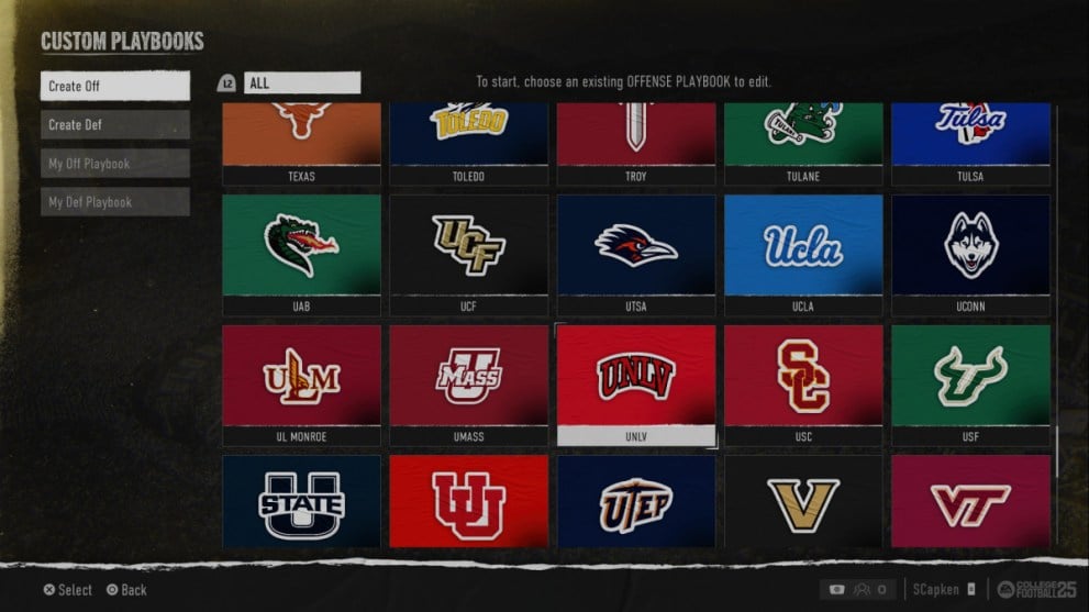UNLV Offensive Playbook Logo in College Football 25