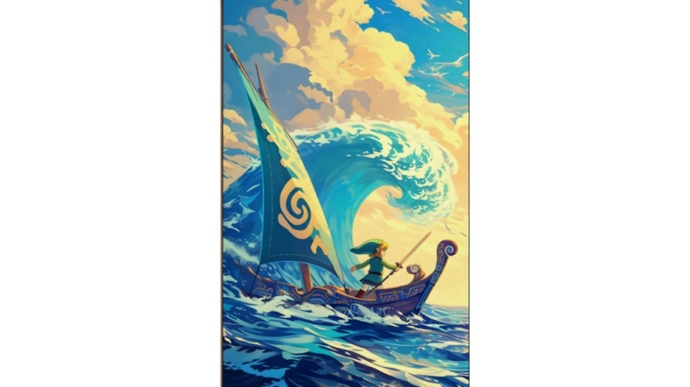 legend of zelda wind waker ocean adventure poster with link riding waves