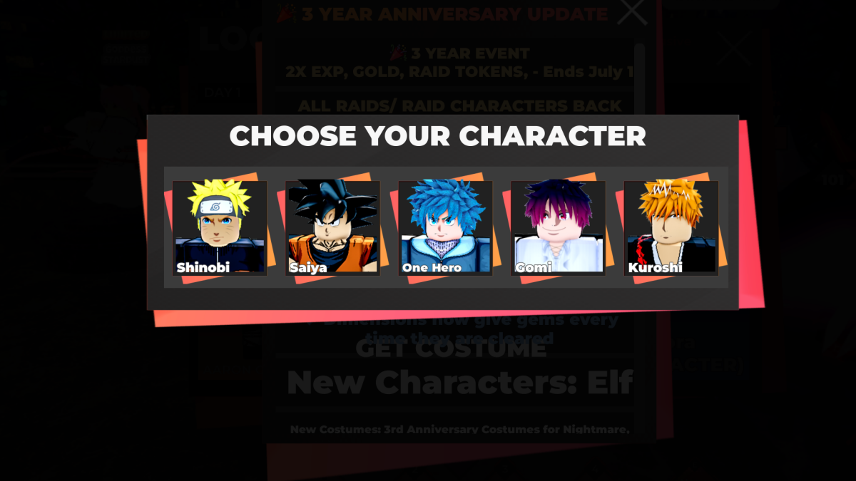 anime dimensions choose your character. Five available characters to choose from.