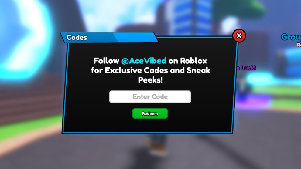 The code redemption screen in anime Haven Simulator.