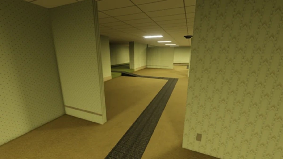 An empty hallway in Backroom Tower Defense.