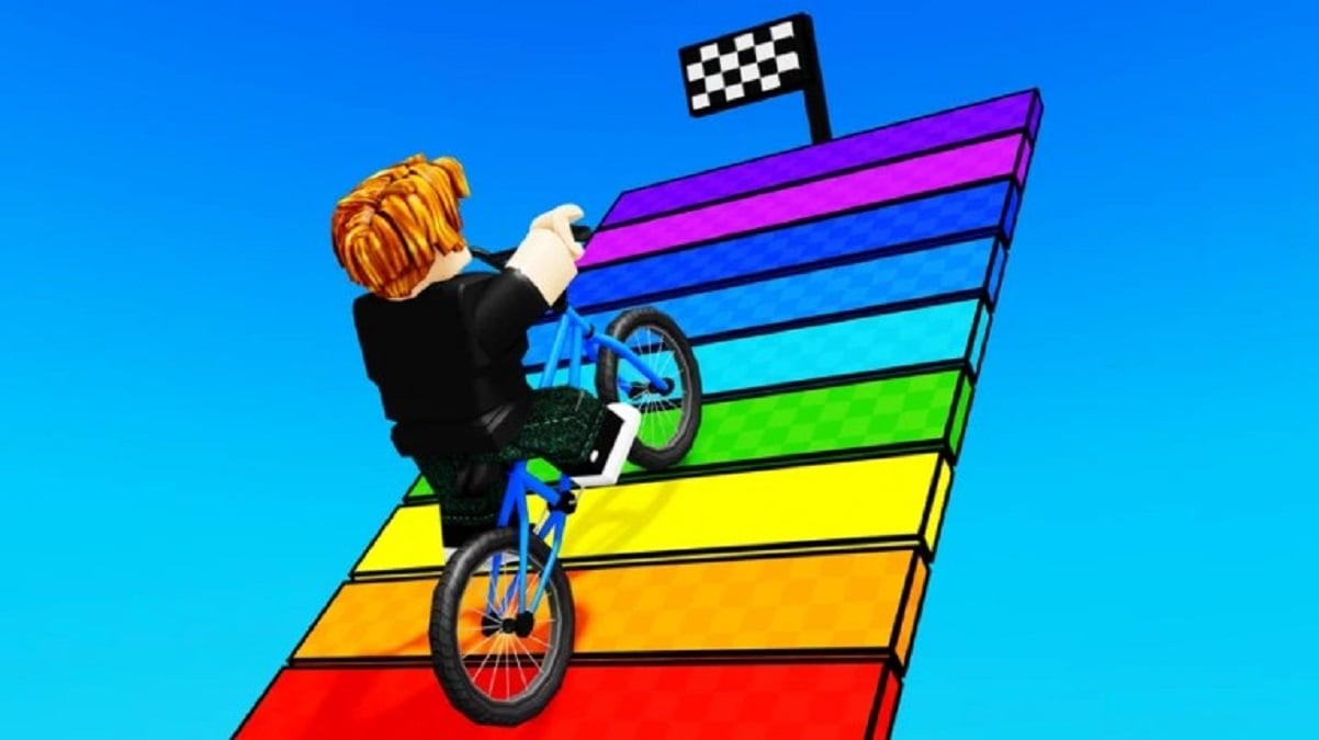 Bike of Hell codes - Roblox character going up a steep slope with the bike