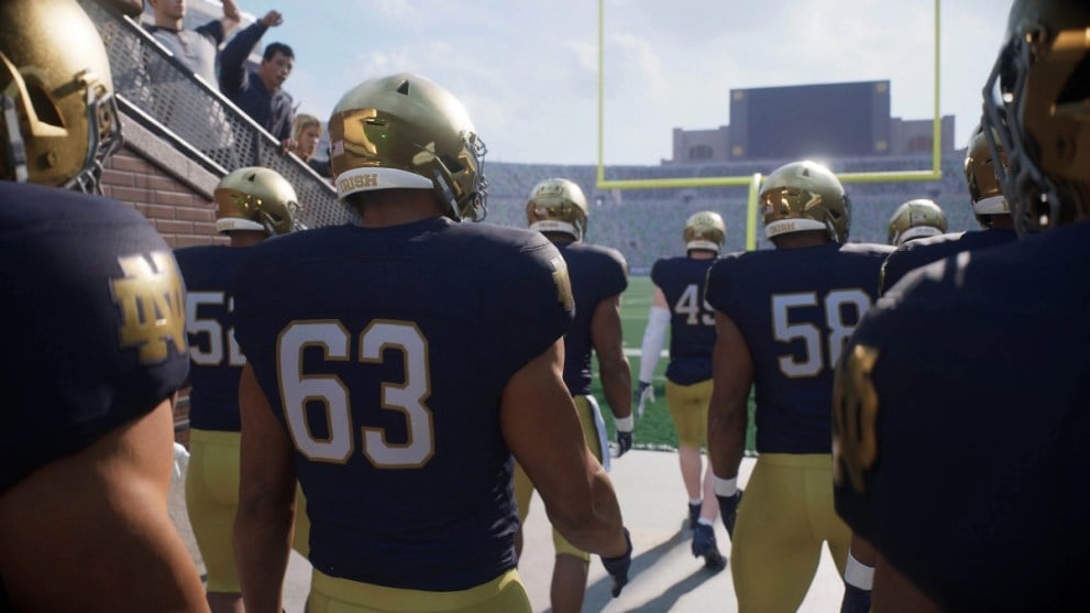 Players walking out onto the field in College Football 25.
