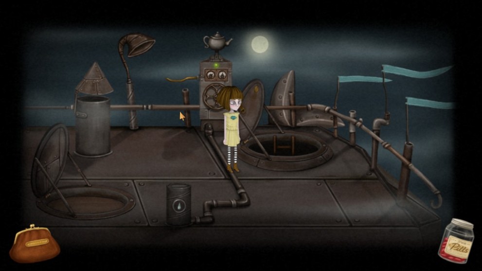 Fran Bow about to walk down the hatch
