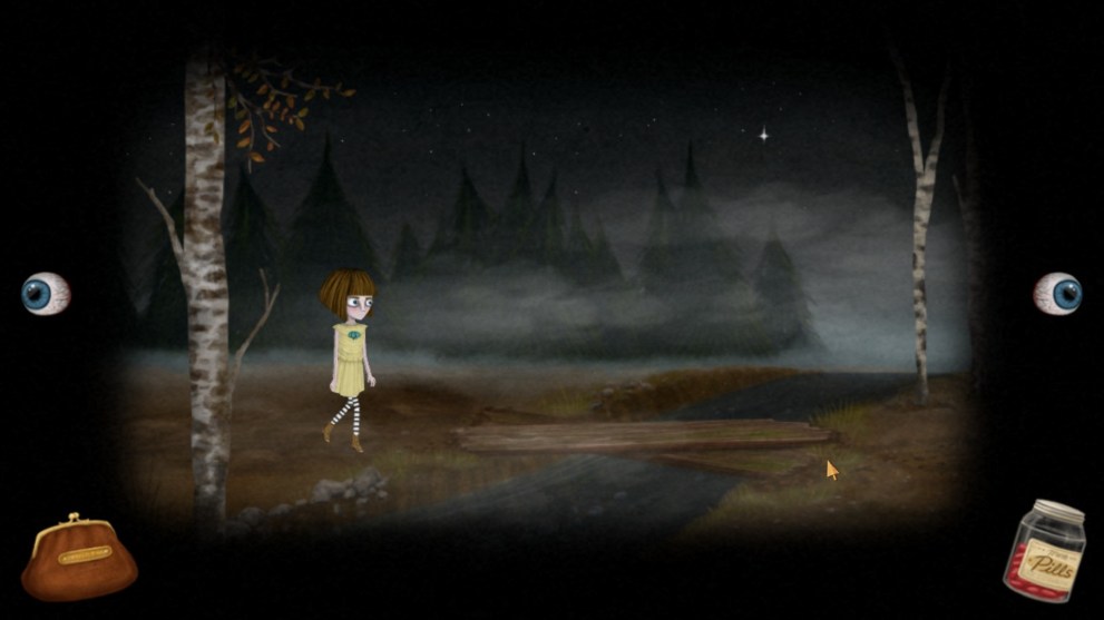 Fran Bow walking in the woods