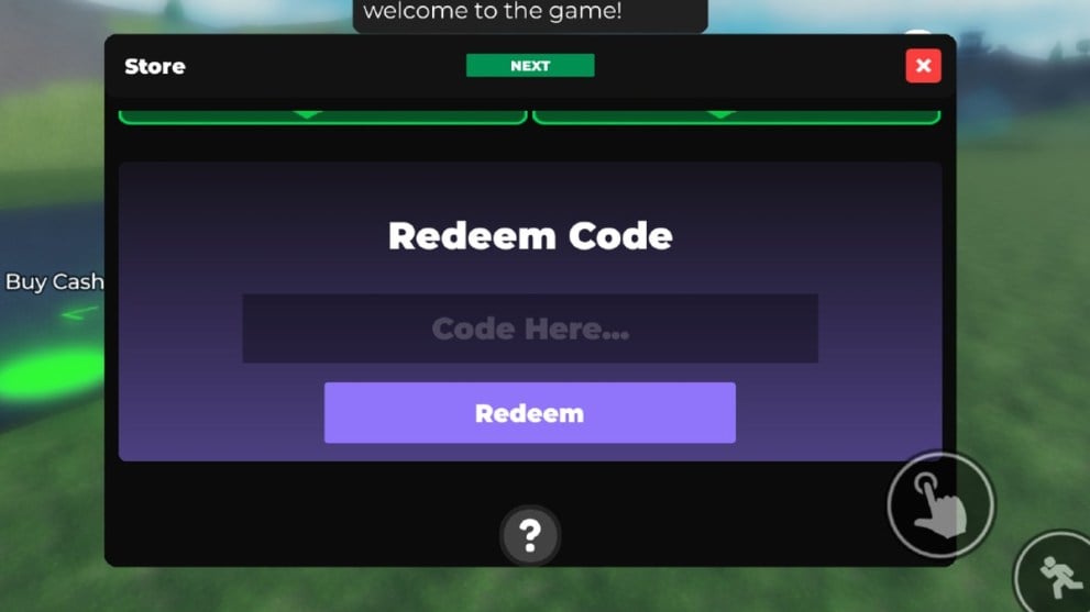 The code redemption box in Criminal Tycoon.