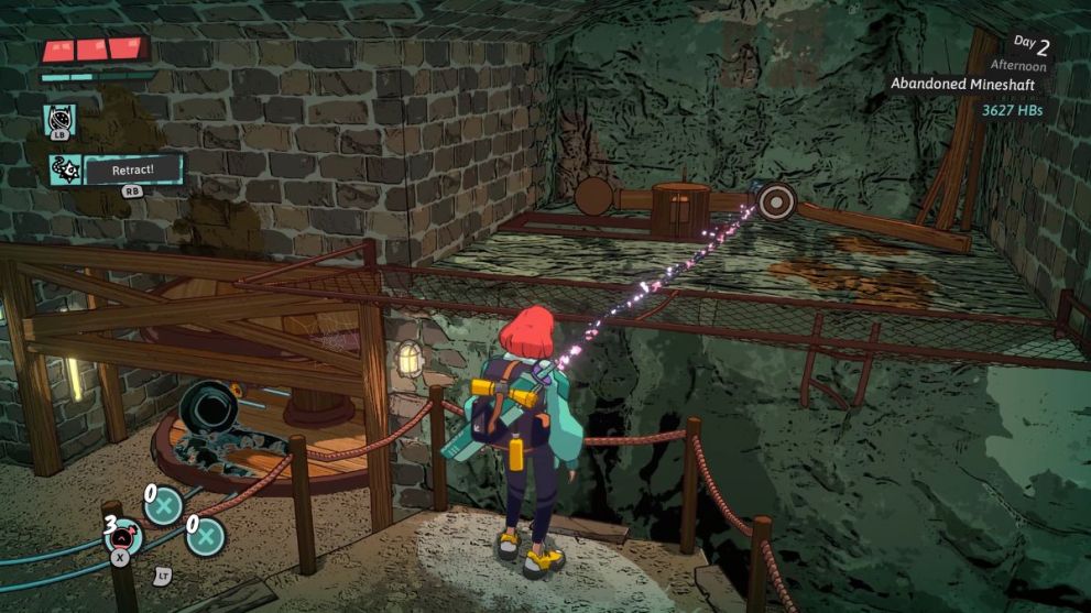 Luise solving the third puzzle in Abandoned Mineshaft dungeon.