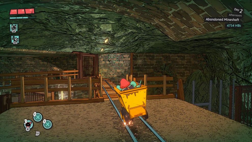 Luise solving the fourth puzzle in Abandoned Mineshaft dungeon.