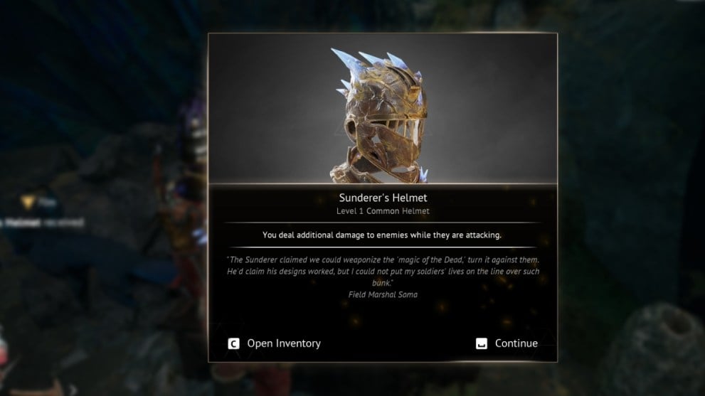 flintlock the siege of dawn best early game melee armor sunderer's helm item description