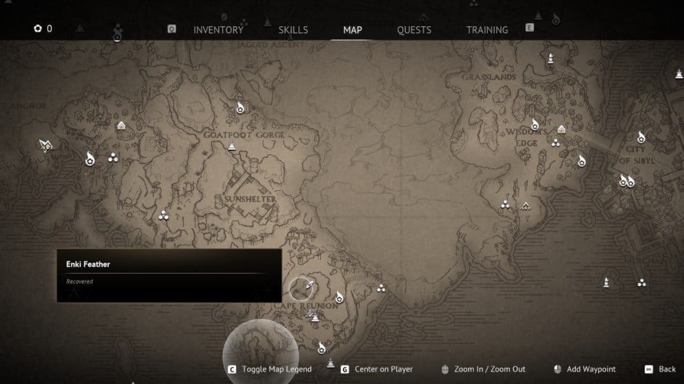 Flintlock Enki feather map location wanderer's rest 2
