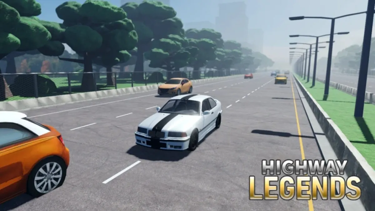 A car driving along the road in Highway Legends.