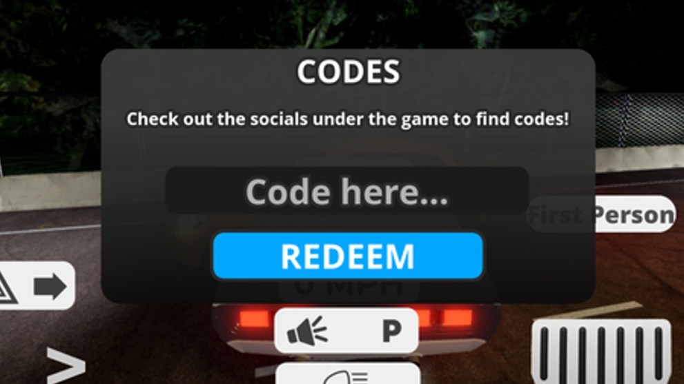 The code redemption box in Highway Legends.