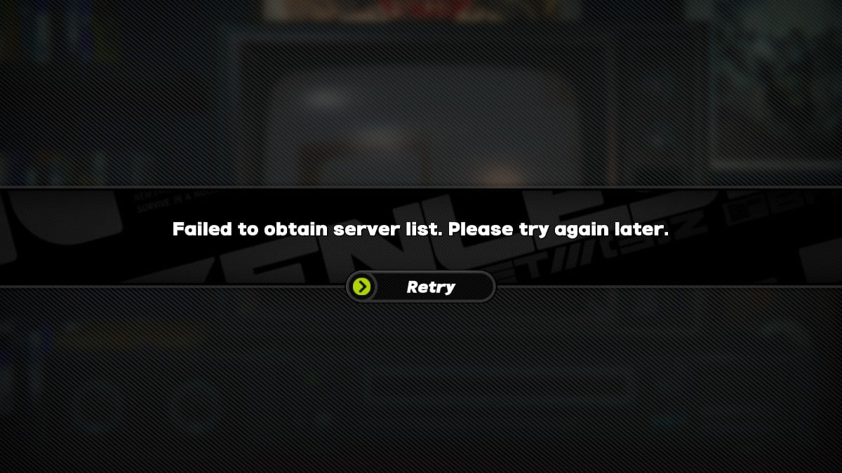 The failed to obtain server list error in Zenless Zone Zero.