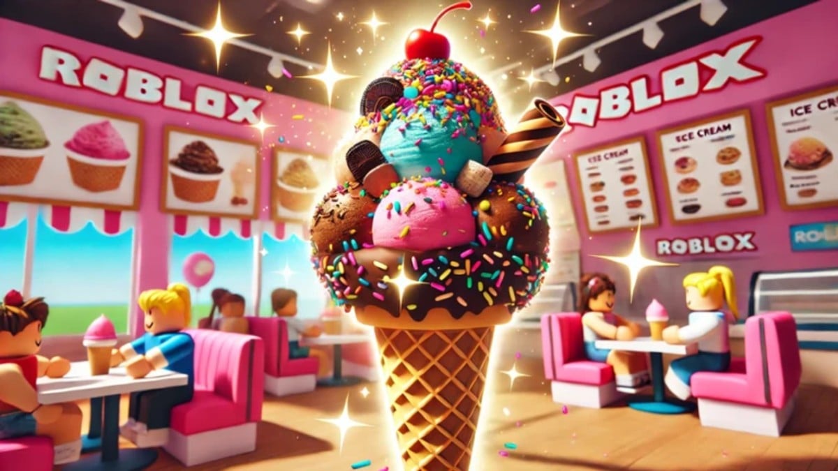 A huge ice cream cone in Ice Cream Shop Tycoon.