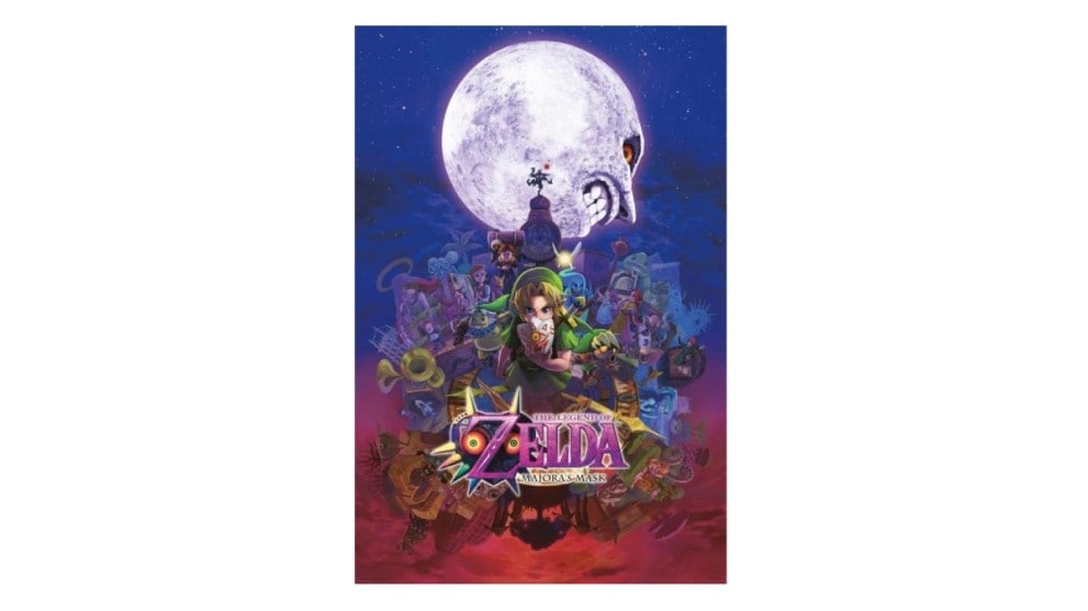 Legend of Zelda Majora's Mask poster with moon and link