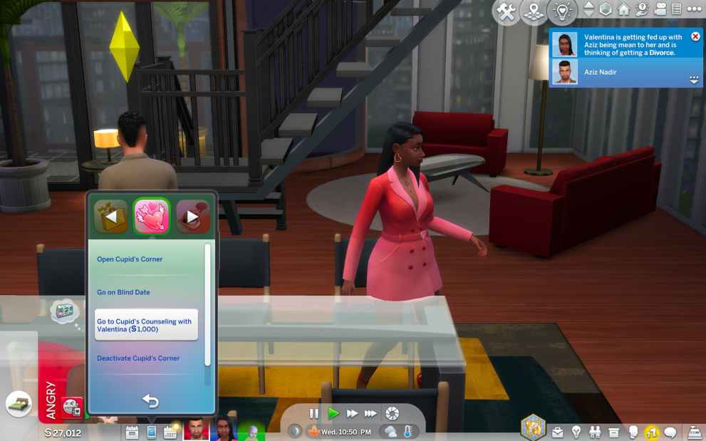 the app option to visit a therapist in sims 4
